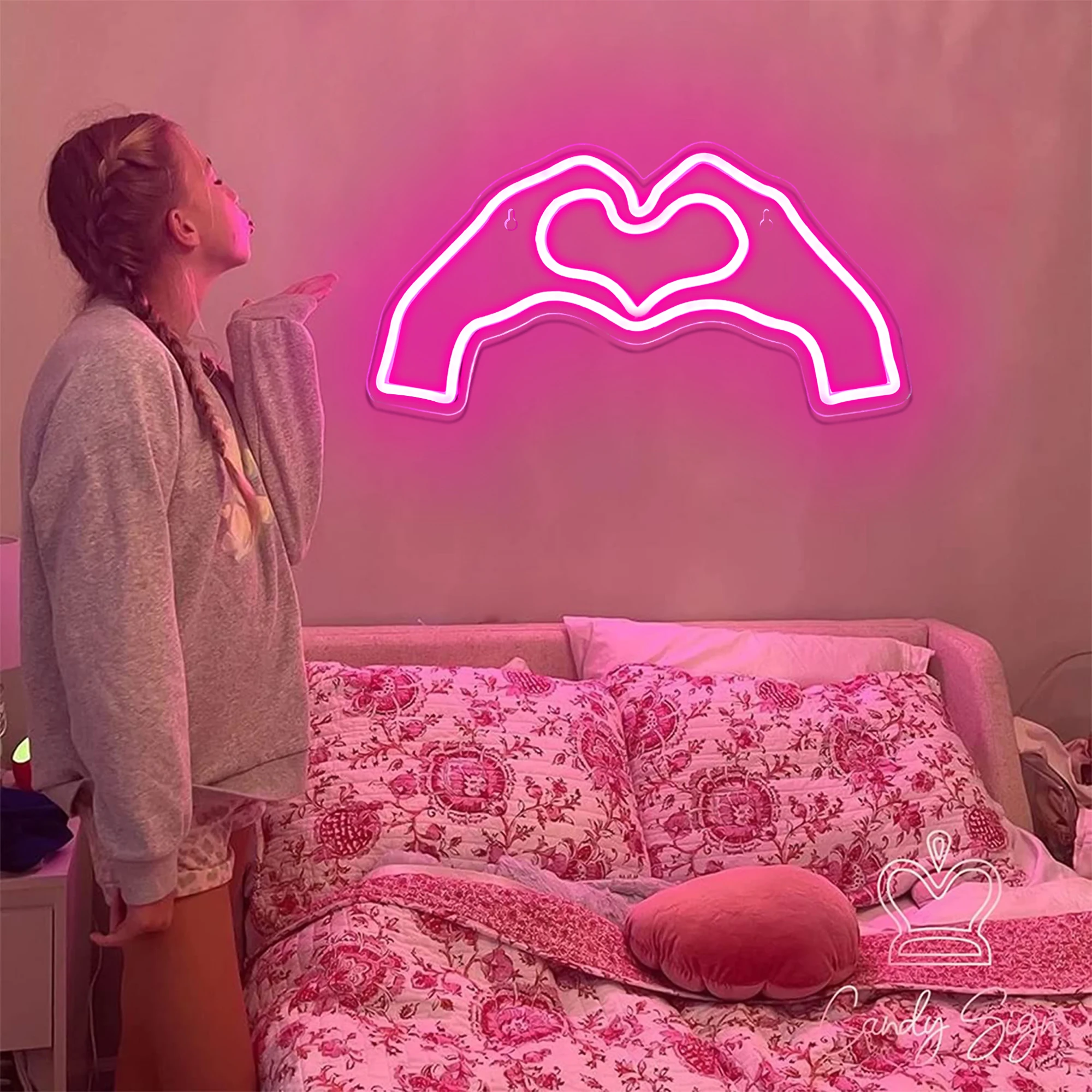 Letrero de neón de corazón de amor para pared, luz de neón LED para fiesta de cumpleaños, Día de San Valentín, decoración de boda, regalos de navidad