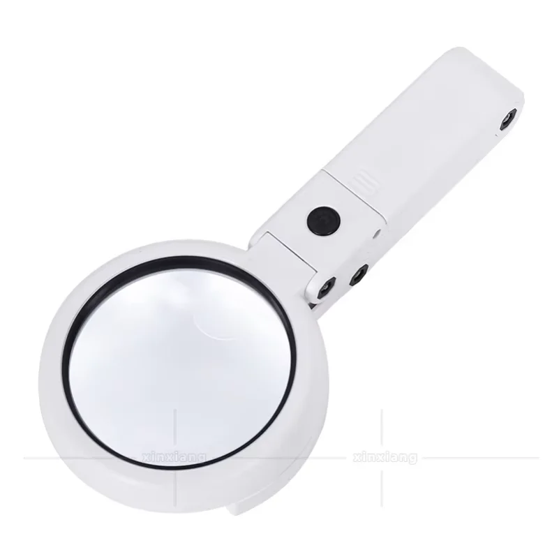 5X/10X Magnifying Glass with 8 LED Light Foldable Stand Desk Reading Illuminated Magnifier for Jewelry Appraisal Reading Repair