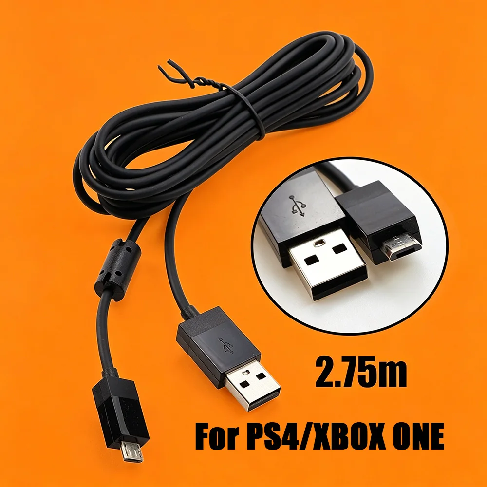 For Suitable Play Station Ps4 and Xbox One Controller Data Cable, 2.75-Meter ultra long Micro  Usb charging Cable