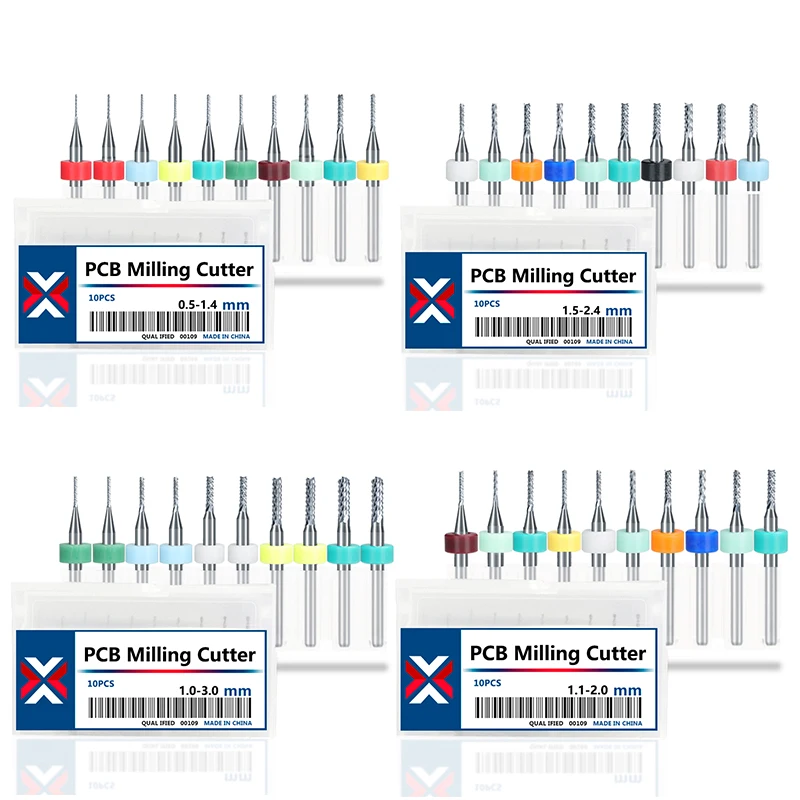 Afbeelding 7: XUCHUAN 10PCS Maïs Graveerfrees 0.5-3.0mm Carbide Zilver End Frees CNC Frezen End Mill voor PCB Machine