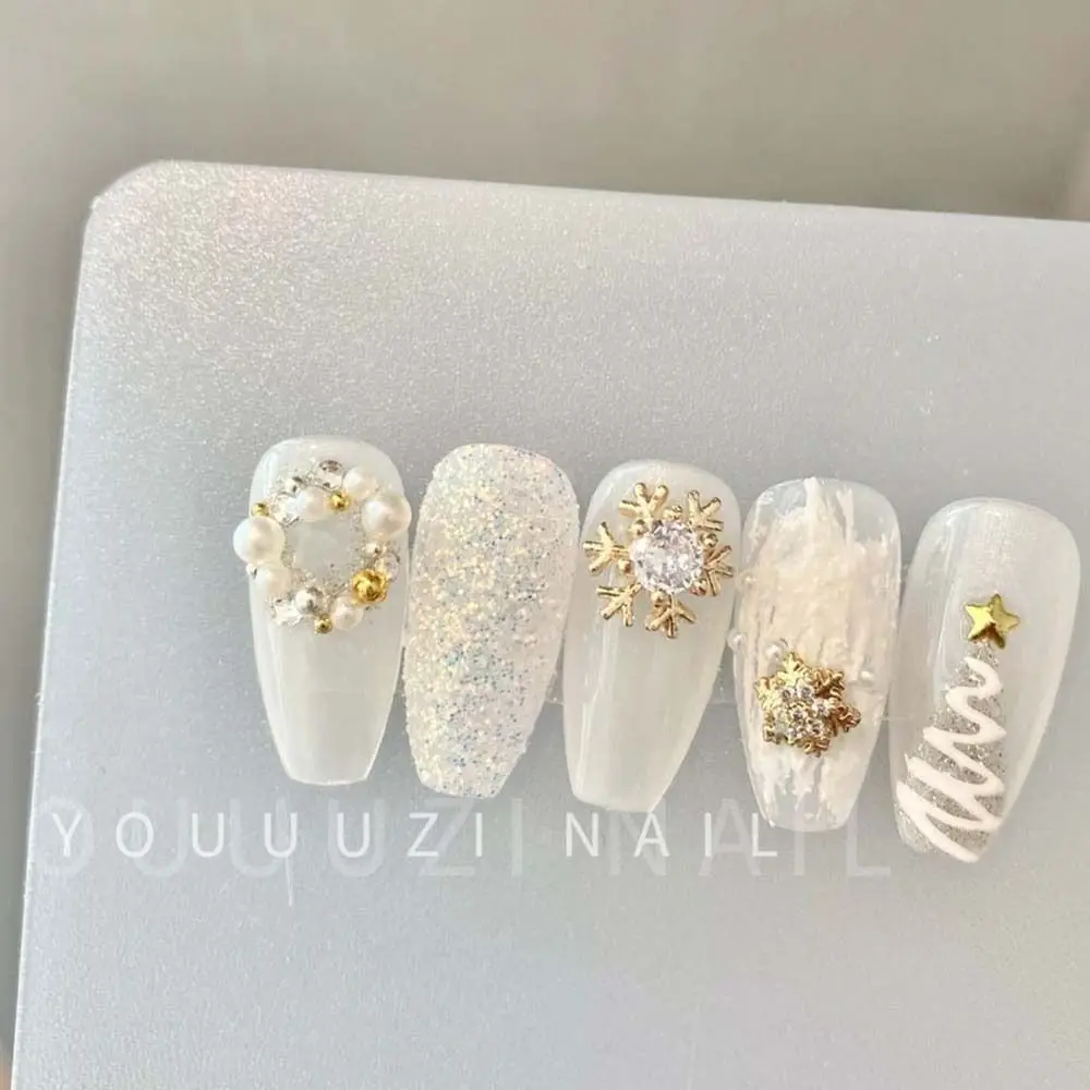 Liga Natal Prego Encantos, Natal Decorações, Snowflake Manicure Ornamentos, Nail Acessórios, 10pcs por Set