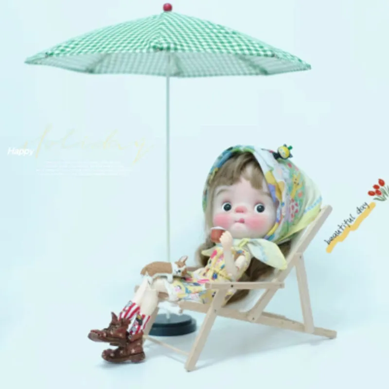 

1/6 Doll House Model Furniture Accessories Outdoor Sun Umbrella Bjd Ob11 Gsc Blyth Soldier Lol Photography Props Miniatures Toys