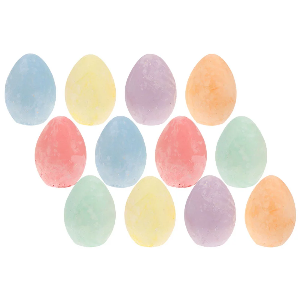 

12 Pcs Egg Chalk Easter Children Drawing Chalks Model Sidewalk Calcium Sulfate Eggs-Shaped