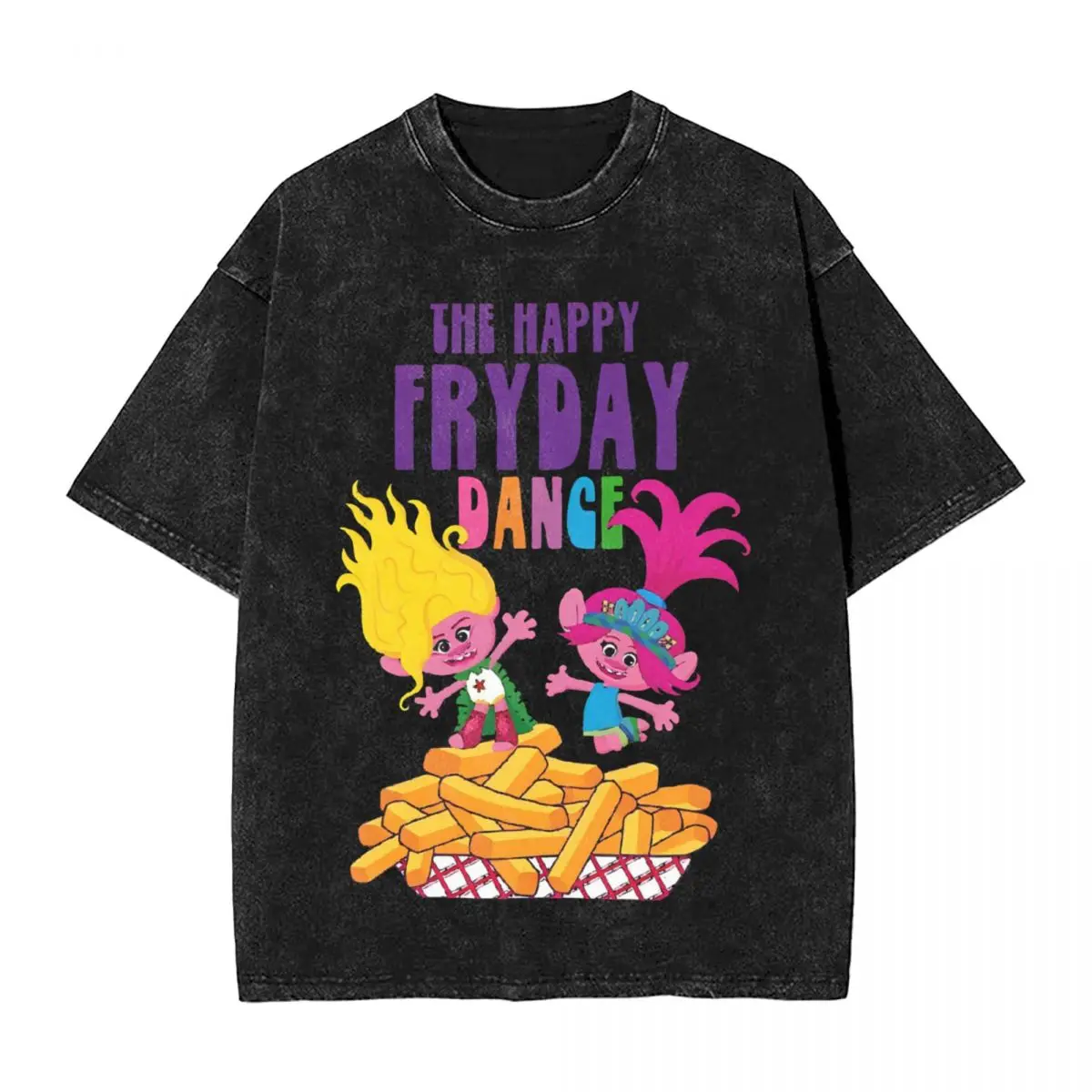 Camiseta de baile de película para hombre y niña, camisetas lavadas, banda de Trolls juntos, camisetas de playa, ropa informal suelta impresionante