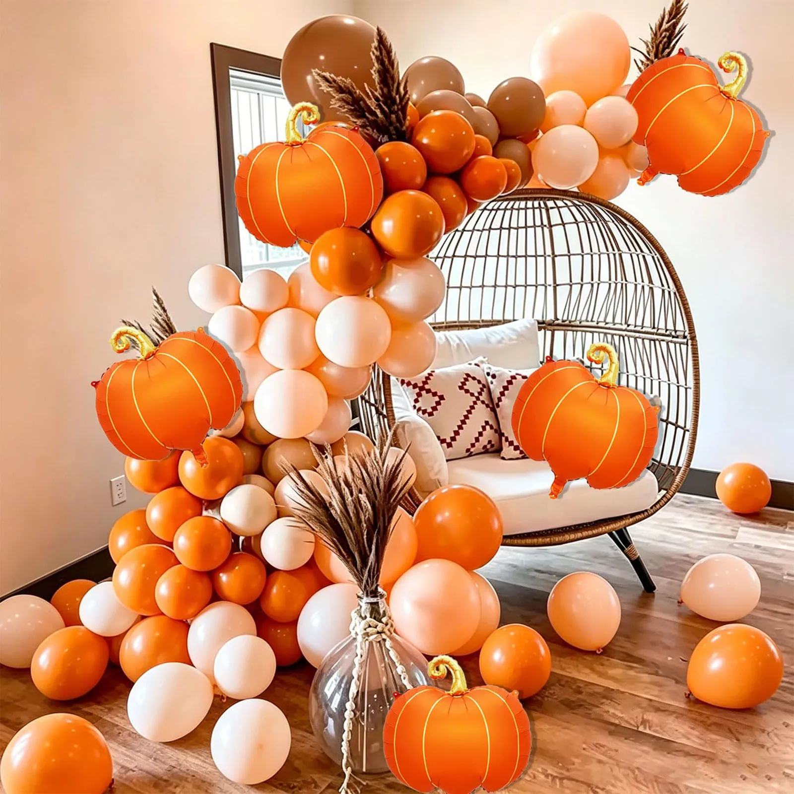 6-teiliges Set mit 24,8-Zoll-Kürbis-Folienballons, geeignet für Halloween-, Spukhaus- und Thanksgiving-Partydekorationen, wiederverwendbar – Detail 3