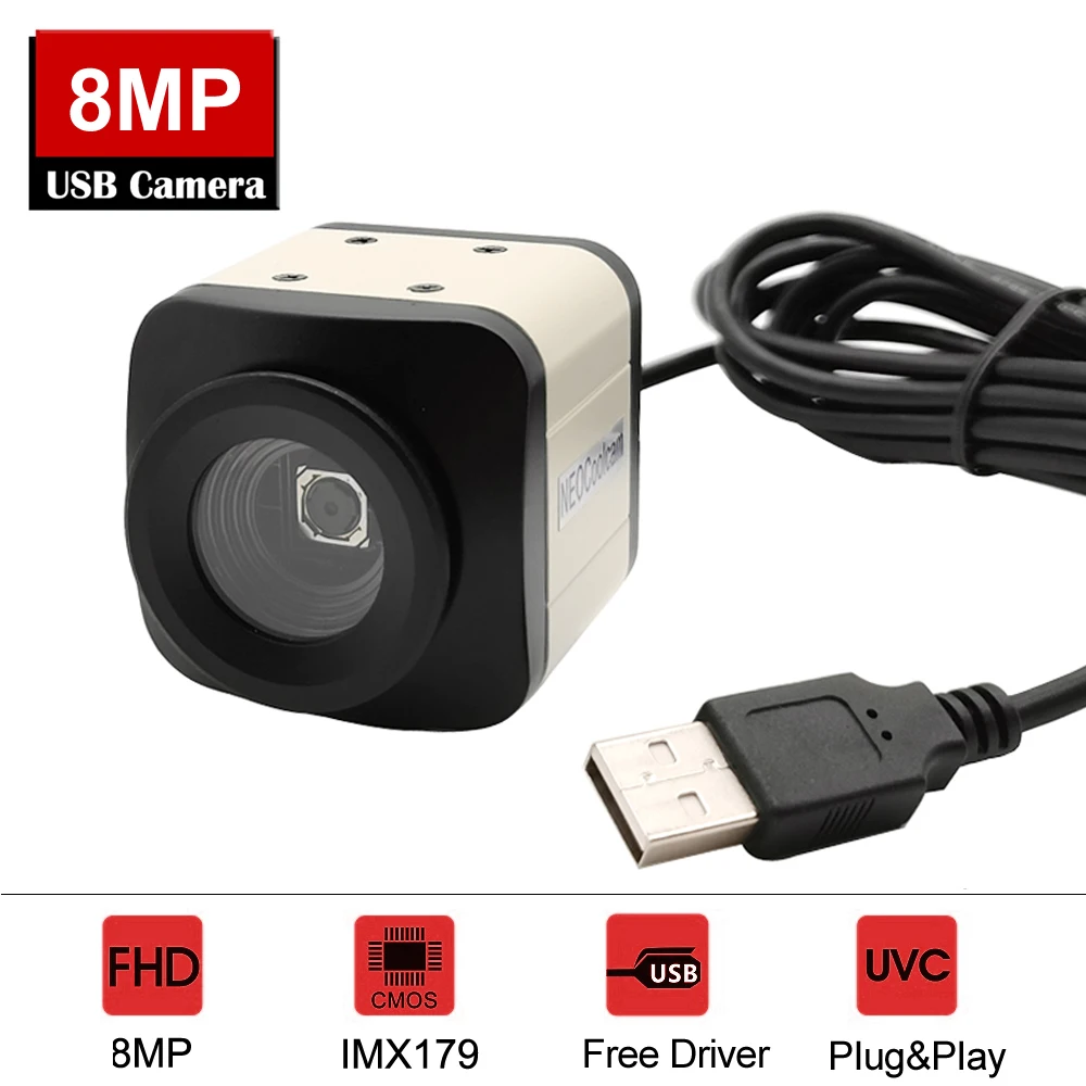 NEOCoolcam 8MP AF HD PC Webcam 8 Megapixel IMX179 CCD Sensor 4K Autofocus Lens Video Meeting Streaming UVC USB Camera