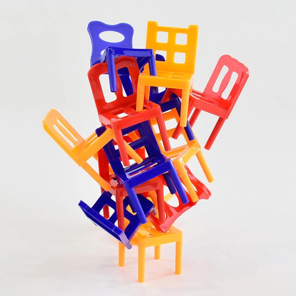 24ピース カラフル スタッキングチェアセット スタッキングチェアゲーム DIY バランスチェア スツール コーディネーション＆バランス キッズ＆大人向け