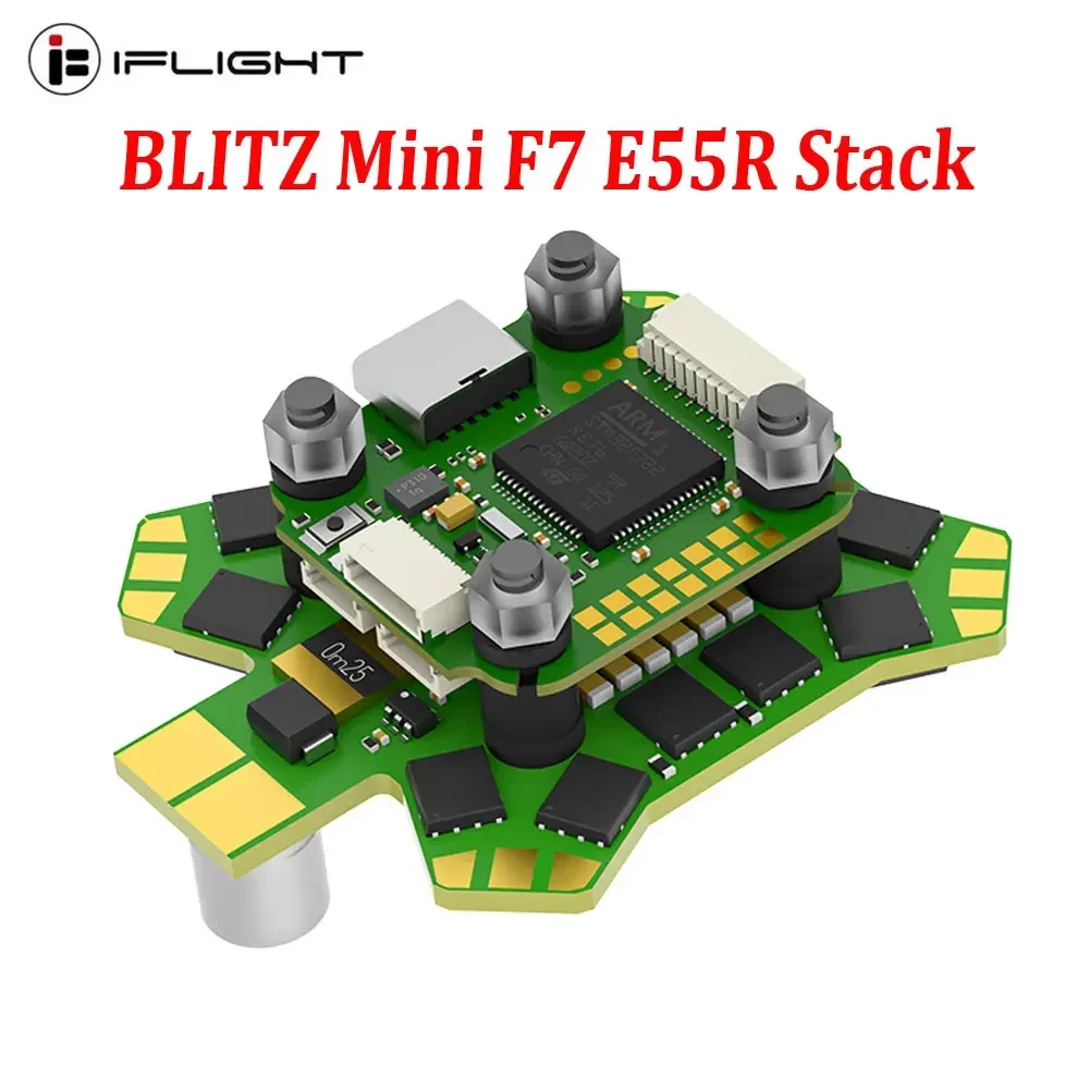 Pila iFlight BLITZ Mini F7 E55R con controlador de vuelo BLITZ Mini F7 V1.2/BLITZ E55R 4 en 1 2-6S ESC para Dron RC FPV