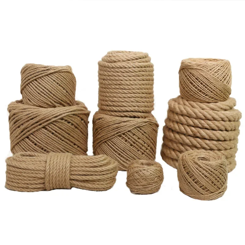 Hand-Woven Hemp Rope, DIY Photo Wall, Retro Fence Decorative, Natural Jute Twine, Hand-Woven, DIY, 1/2/3/4mm, 5mm, 6mm, 8mm