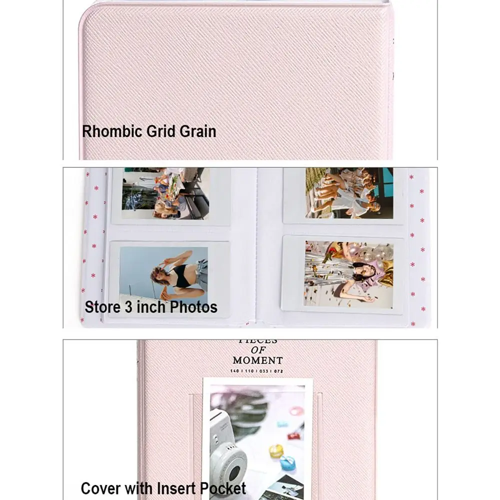 64Pockets Photo Album Instant Camera 3inch Pictures Storage Case Stamps Tickets Cards Organizer for Fujifilm Instax Mini 12/11/9