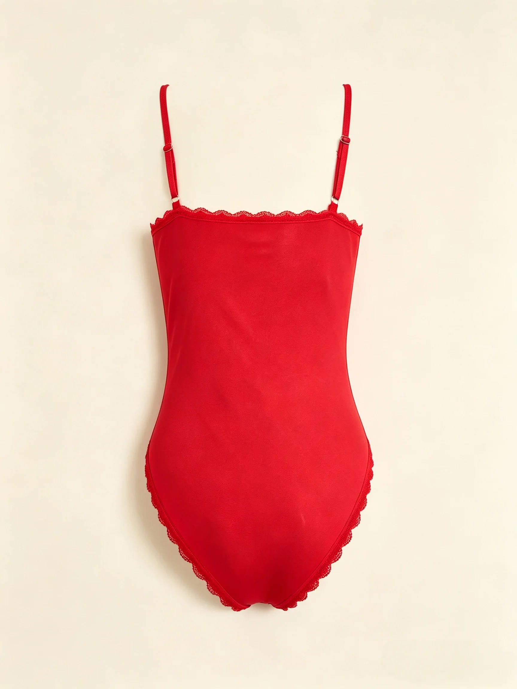 Europäischer und amerikanischer sexy roter Spandex-Tanga-Teddy-Jumpsuit mit Spitzenbesatz, lässige Street-Fashion für Dates, kann draußen getragen werden, für Damen. – Detail 5