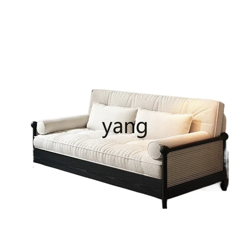 LTT solid wood sofa bed modern simple foldable study small apartment living room dual-purpose retractable double sofa