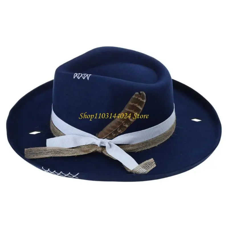 N5KE Wool Blues Hat Stage Show Hat Halloween Costume Hat Carnivals Props Headwear