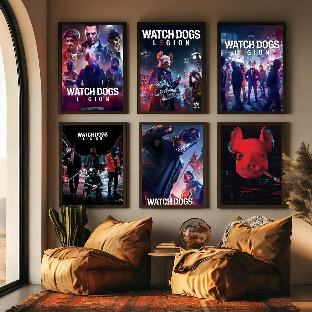 W-Watch D-Dogs Legion Game Poster Sticky Wall Art Printing Waterproof Home Living Bed Room Aesthetic Decor