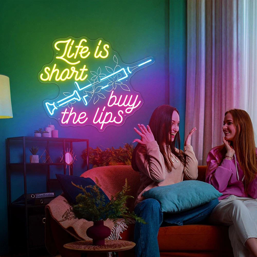 Life Is Short Buy The Lips Neon Sign Custom Botox Business Neon Sign Injector Spa Studio Decor Botox Art Beauty Spa Neon Signs