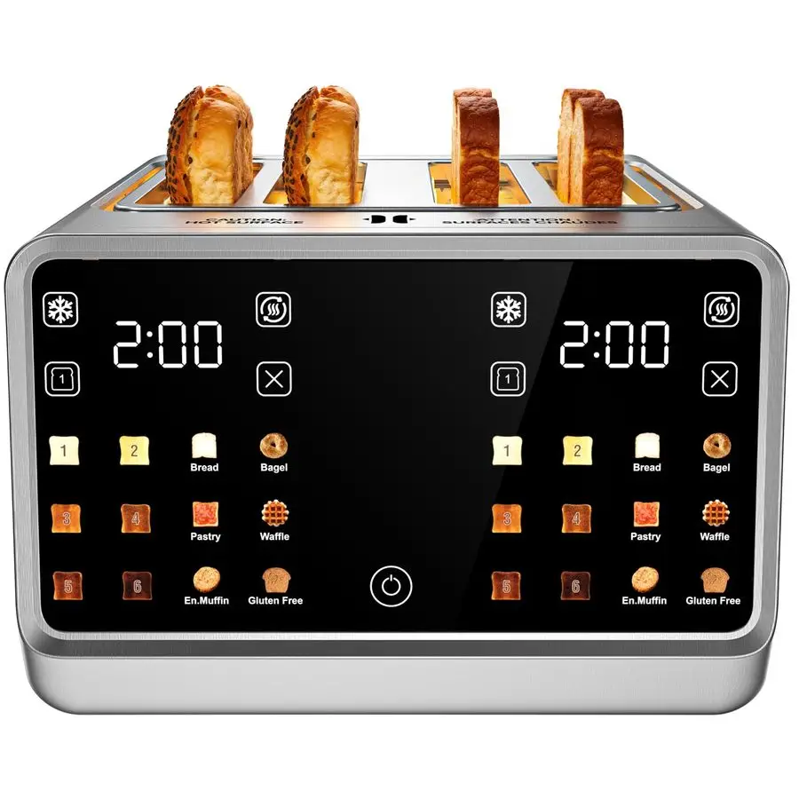 Slice Toaster with Dual Smart Touchscreen amp Independent Controls Wide Slot for Bagels amp Artisan Bread Defrost Reheat SingleS