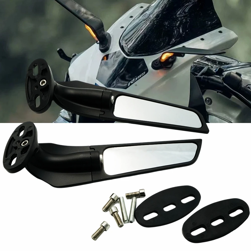 For Suzuki GSXR Honda Kawasaki Yamaha Ducati Motorcycle Mirror Modified Wind Adjustable Rotating Rearview Mirror Accessorie