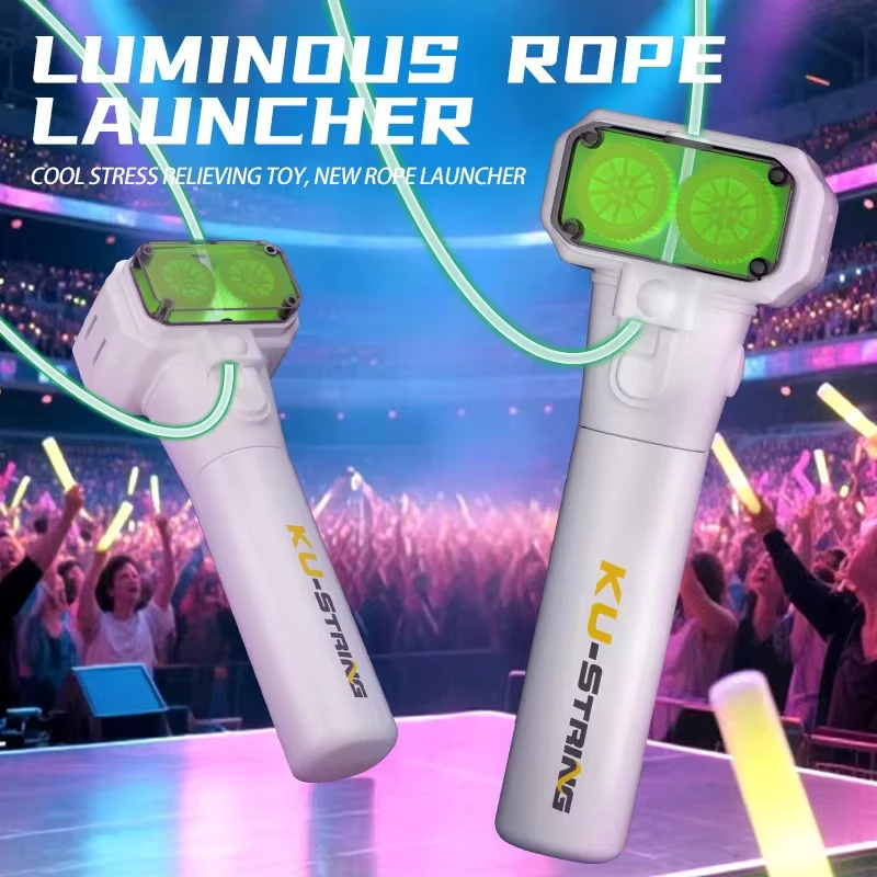 Light Toy String Glow In The Dark String Rope Launcher Luminous Portable Handheld String Stress Relief Toys For Kids Party Gifts