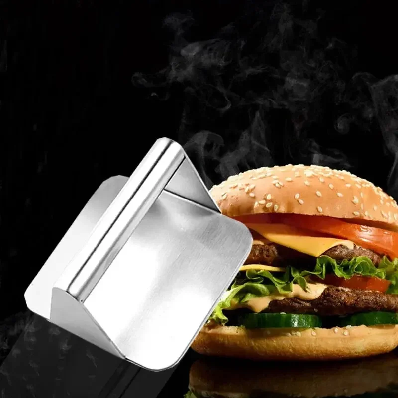 1pc Stainless Steel Hamburg Meat Press Professional Square Press Non-Stick Patty Press Easy Clean for Meats Kitchen Accessories