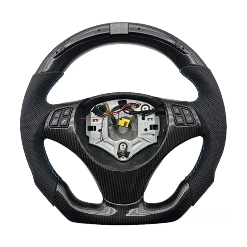 High Quality M Performance Carbon Fiber Perforated Leather Steering Wheel With LED For E90