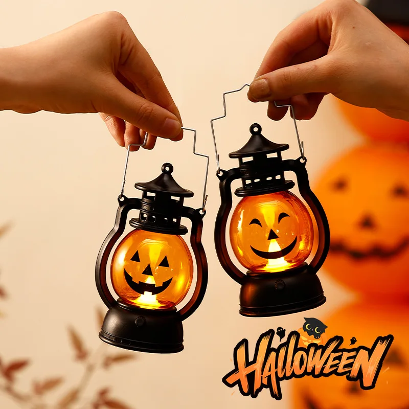 1-20PCS Halloween Horror Skull Pumpkin LED Lantern Pony Light Bar Decoration Prop for Spooky Party Haunted House Atmosphere