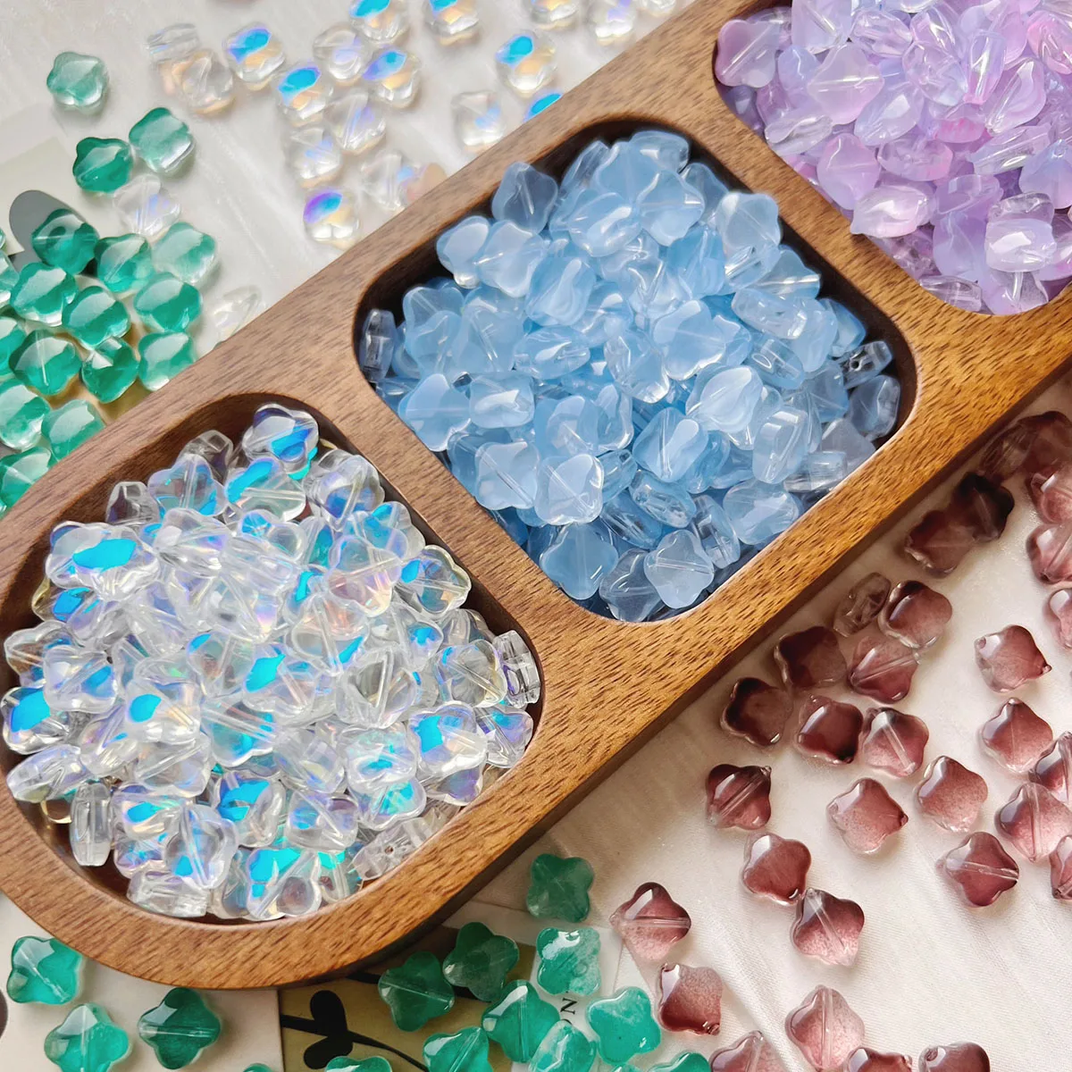 10 مللي متر أربع أوراق البرسيم الزجاج حبة ثقب مستقيم DIY بها بنفسك اليدوية لصنع المجوهرات سوار إكسسوارات عقد