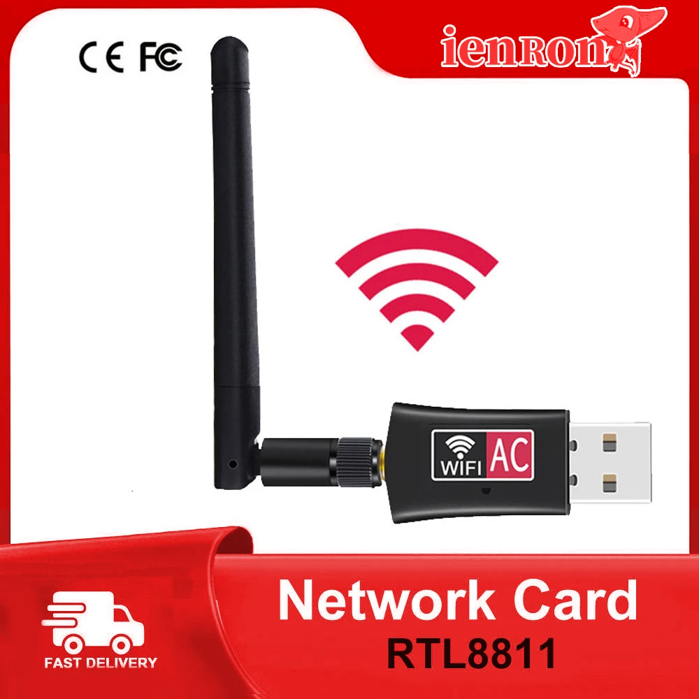 IENdepository-Adaptateur Wifi sans fil, USB ACfemale RTL8811CU, bande touristes 600Mbps 2.4GHz-5GHz, antenne PC/tablette, carte réseau, récepteur