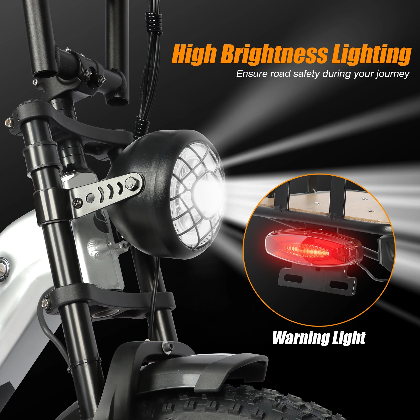 Bicicleta Elétrica Todo-Terreno 2000W, Bicicleta Elétrica de Montanha 48V30AH, 35MPH, 106 Milhas por Hora, E-Bike 20''x4'', Capacidade de Carga de 400lbs