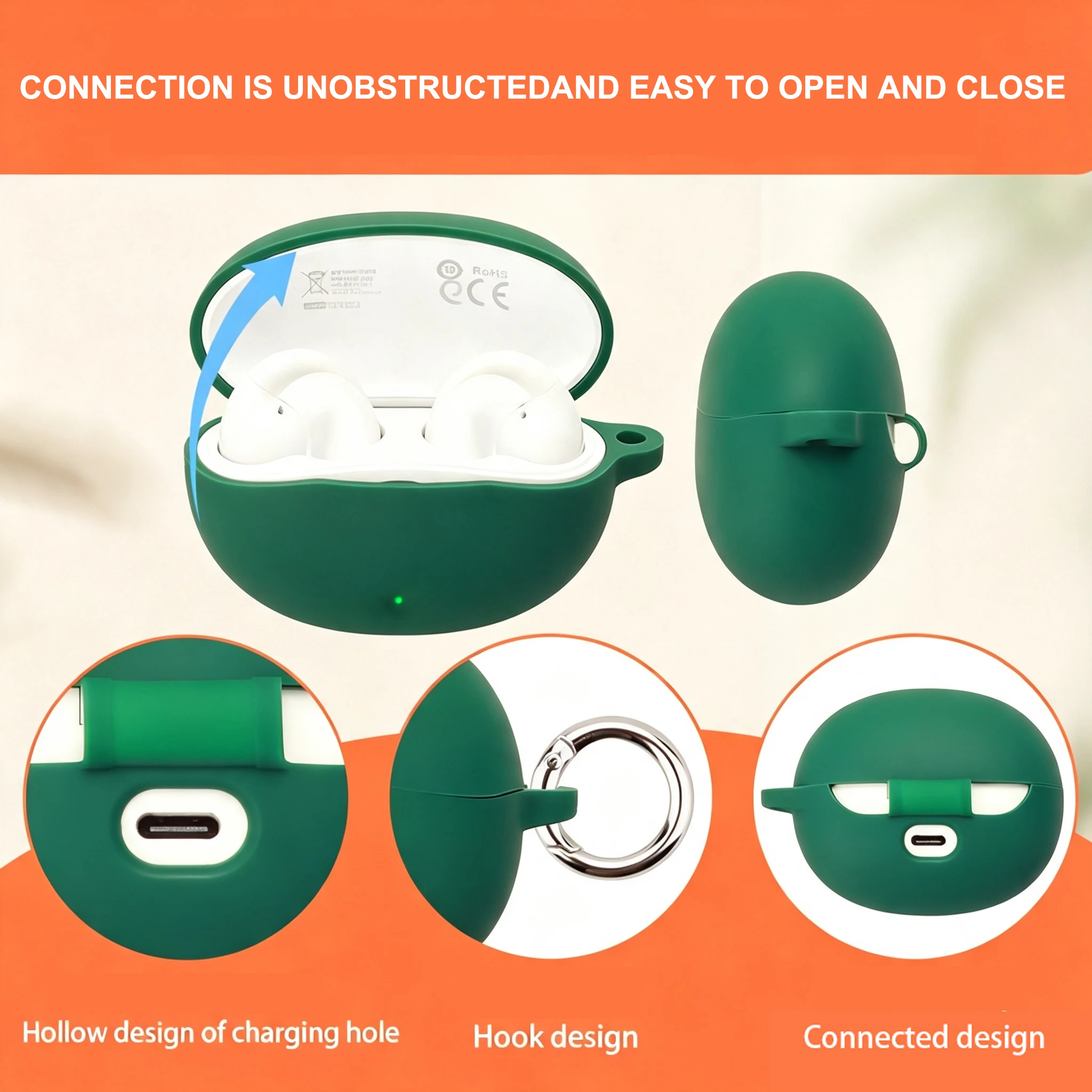 For QCY Crossky C50i Earphones Case Soft Silicone Shockproof Cover Precise Cutout Charge Without Removal Washable Durable