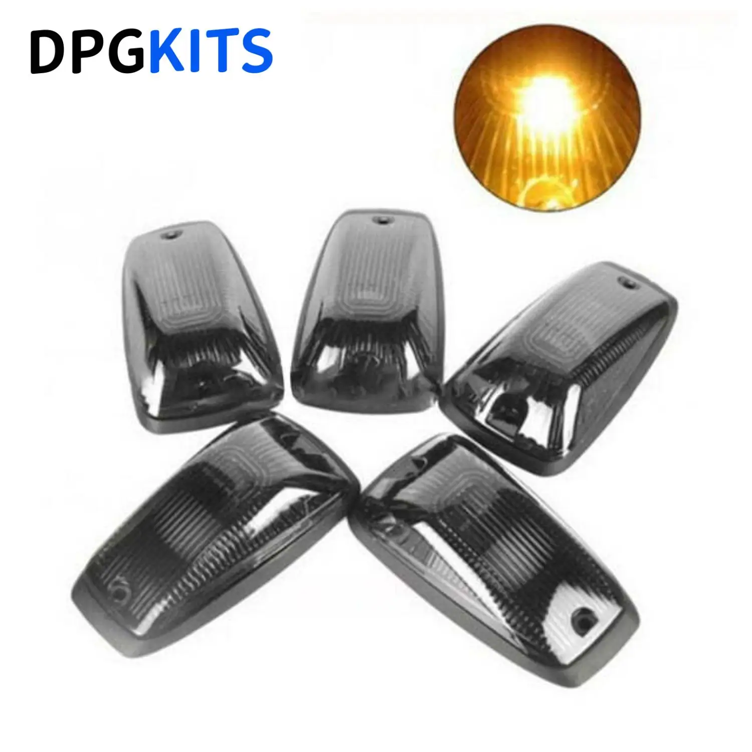 

5pcs 11516638 15599040 15691885 264159BK Amber LED Cab Marker Roof Lights For 1988-2002 Chevy C1500 C2500 GMC Pickup Trucks