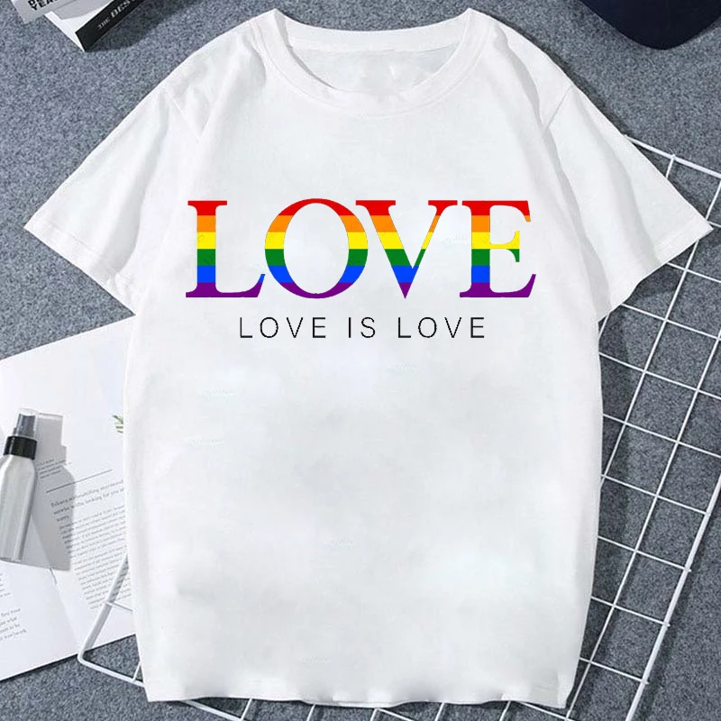 Love Is Love Rainbow Flag T Shirt Speak for Love LGBT T-shirts Women Men Clothing Tops Tees  Bisexual Clothes