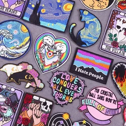 Love Conquers Embroidered Patches For Clothes Hippie Iron On Patch Tactical Patches For Jeans Rock Emblem Stickers Applique DIY