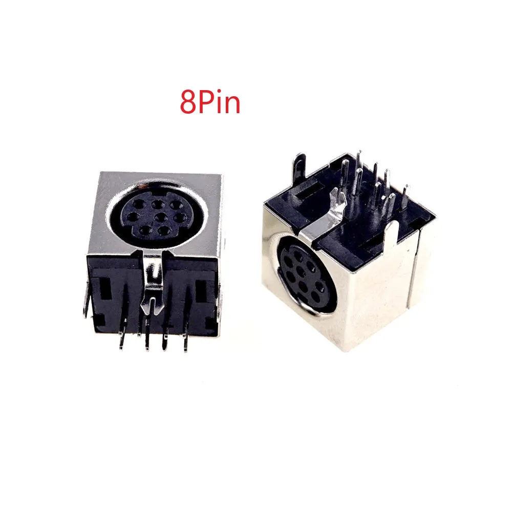 100pcs PCB Mount 8 Pin Female S Jack Video Mini Din Sockets Connector shield Right Angle DIP Mini Circular DIN Receptacle Socket