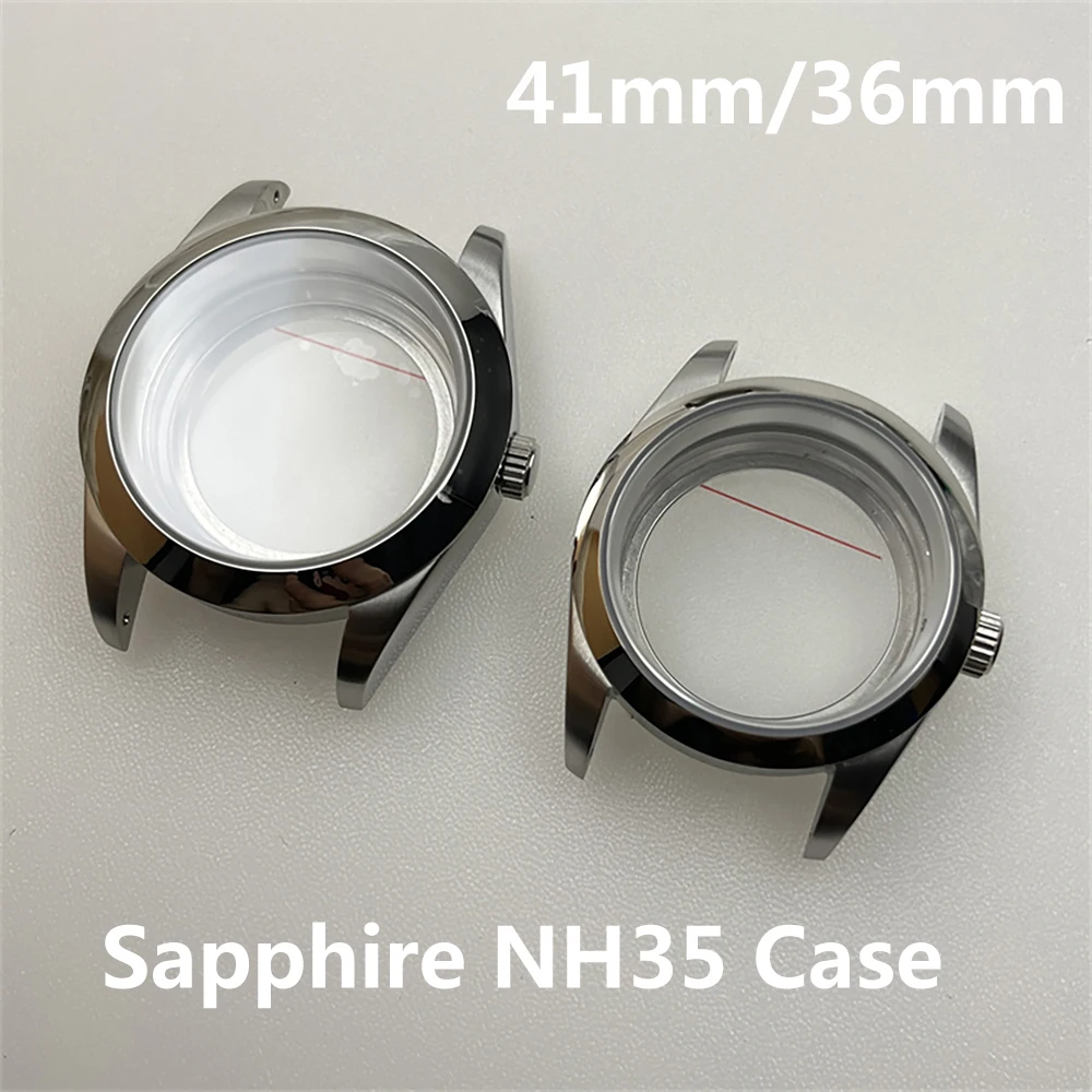 

NH35 41mm/36mm Watch Case 316L Stainless Steel Sapphire Glass Diving Watch Case for NH35A NH36 4R35A 4R36A Movement Accessories