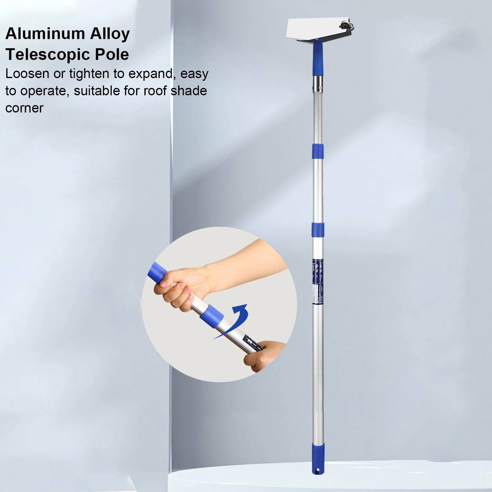 Wall Corner Drywall Scraper Stainless Steel Bearing Plaster Finishing Tool with 2 Meter Aluminum Alloy Telescopic Pole