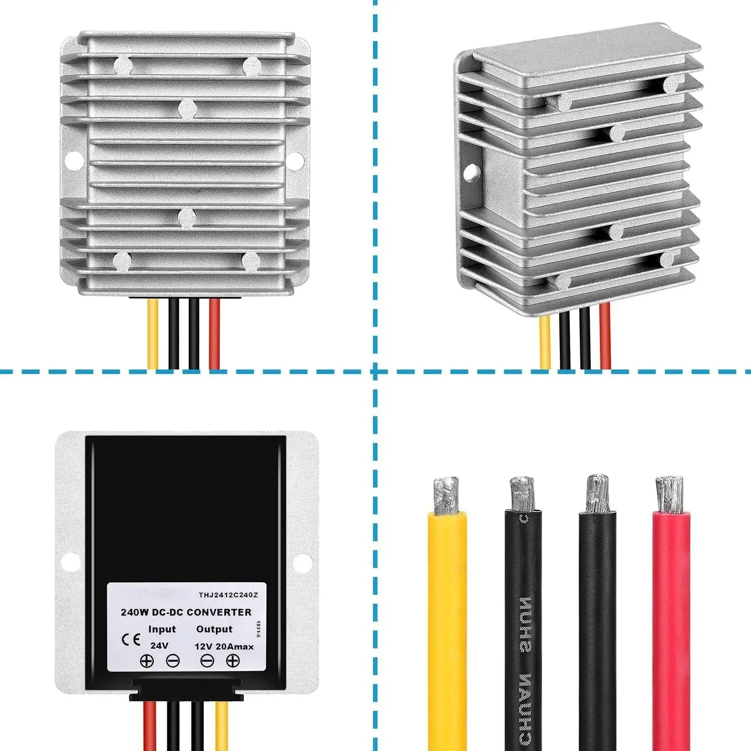 Imagem -03 - Adaptador Conversor para Black & Decker Buck Boost Automático Regulador de Tensão para Carro Faça Você Mesmo Step Down dc 18v a 12v 20a 240w