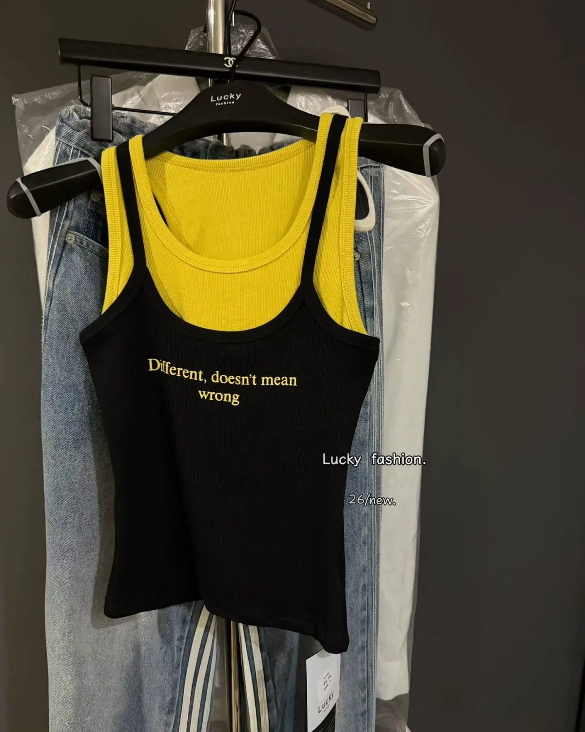 SYsYouthfully False Two-piece Hot Sweet Tank Top Women Korean Style U Neck Wide Strap Top Basic Summer Sleeveless T Shirt
