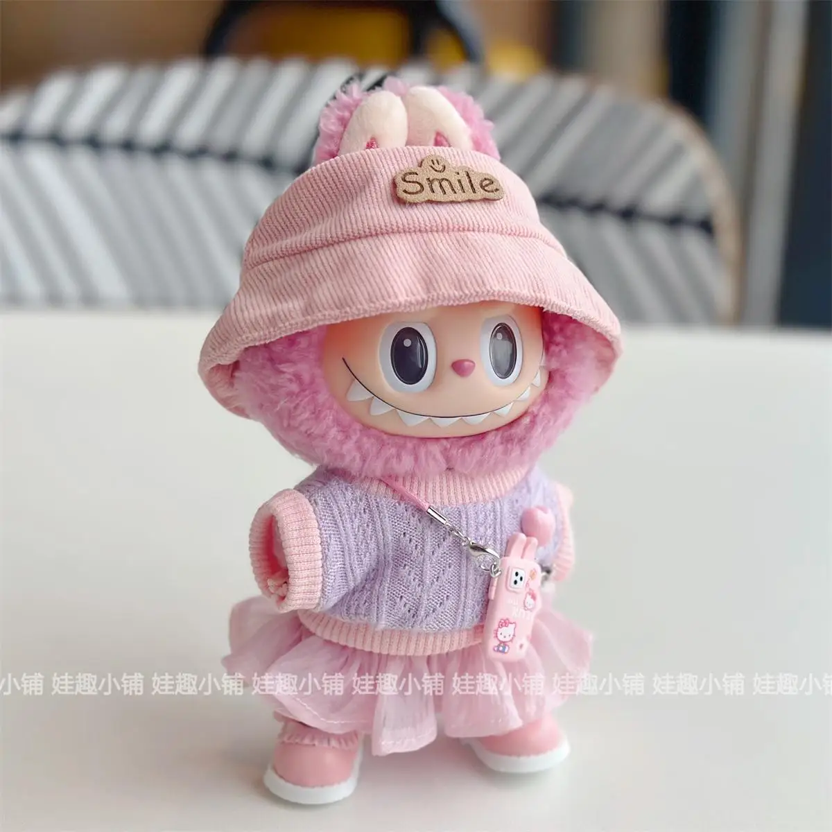 Labubu – vêtements de poupée de première et deuxième génération, pendentif de 17cm, en vinyle, robe de soirée assise, vêtements de poupée mignons, jouet cadeau