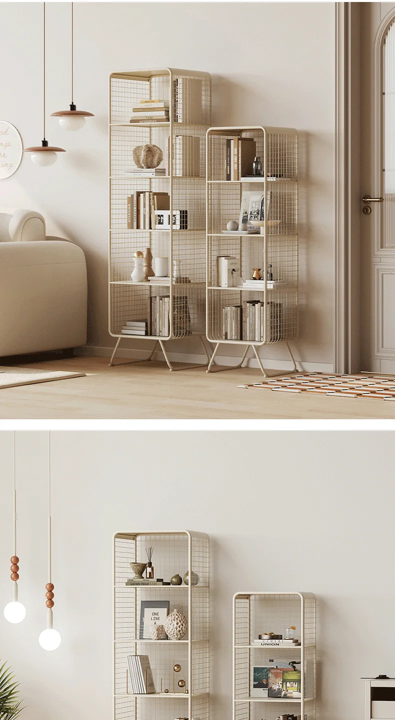 Nordic style Bookcase Multi-Tier Metal Storage Shelf Space Saving Living Room/Kids Book Organizer Sturdy Display Rack for Office