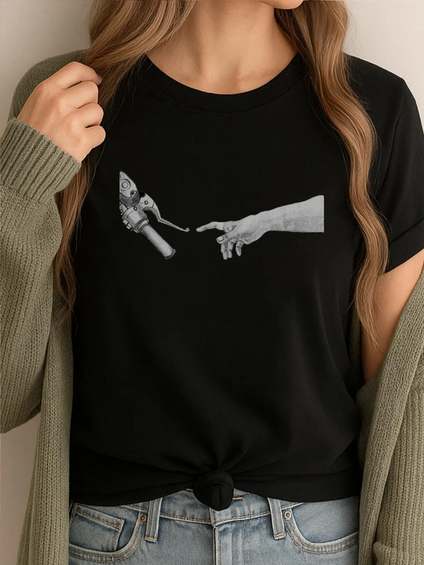 خلق آدم نسخة دراجة نارية الشارع الشهير للجنسين ماركة الملابس الجرافيك تي شيرت الملابس العادية المتضخم