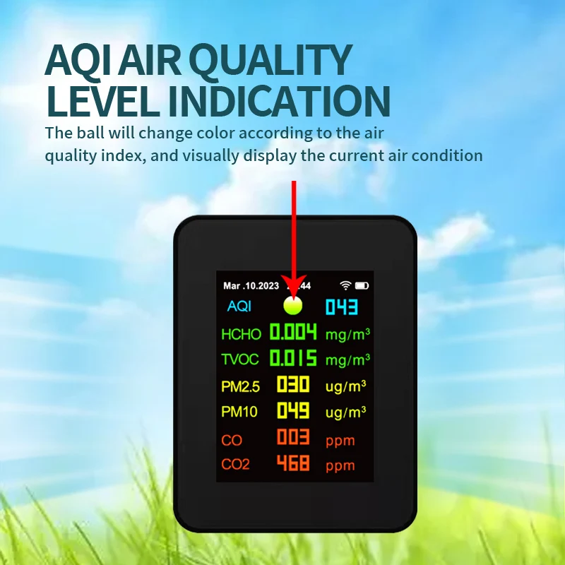 TuYa WiFi 9 in 1 PM2.5 PM10 HCHO TVOC CO CO2 Meter Digital Temperature Humidity Tester LCD CO2 Detector for Air Quality Monitor