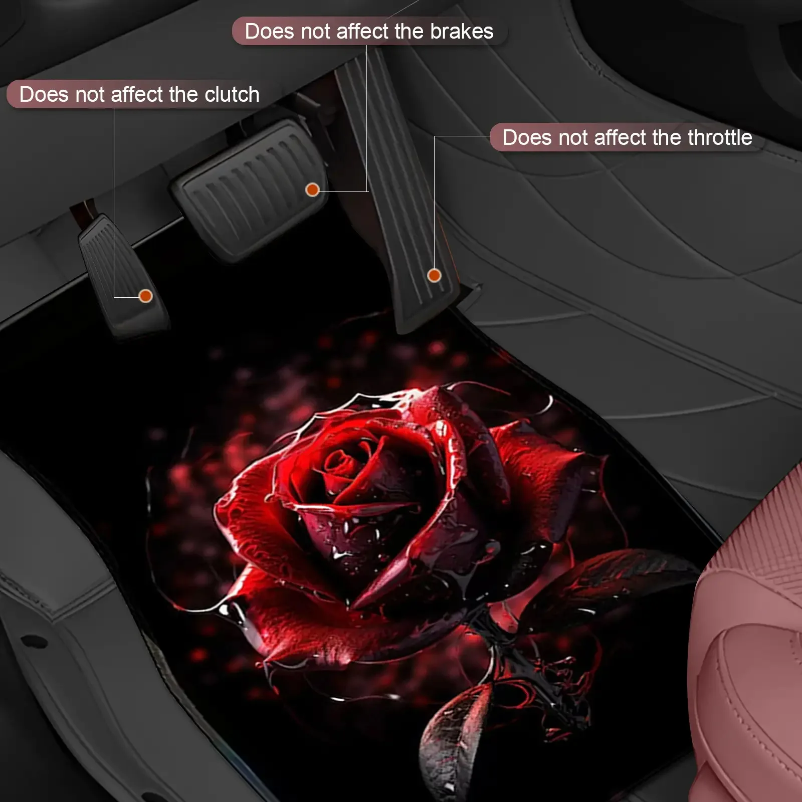 4pcs Set Of Universal Rose Flower Theme Car Floor Mats, Suitable For Protecting All Vehicle Front And Rear Seats, Anti-Slip And