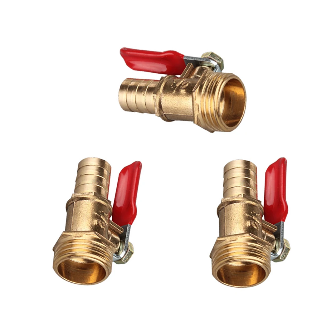 6 8 10 12mm Hose Barb 1/8'' 1/2'' 1/4'' Male Thread Connector Joint Copper Pipe Fitting Coupler Adapter Brass Barbed ball valve