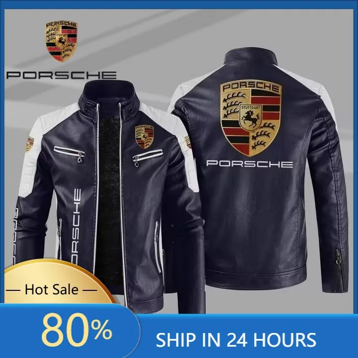 

Наклейки для интерьера Porsche, эмблемы Porsche, кожаная куртка для фанатов команды F1, мужская и женская, с длинными рукавами, для езды на велосипеде, ветрозащитная