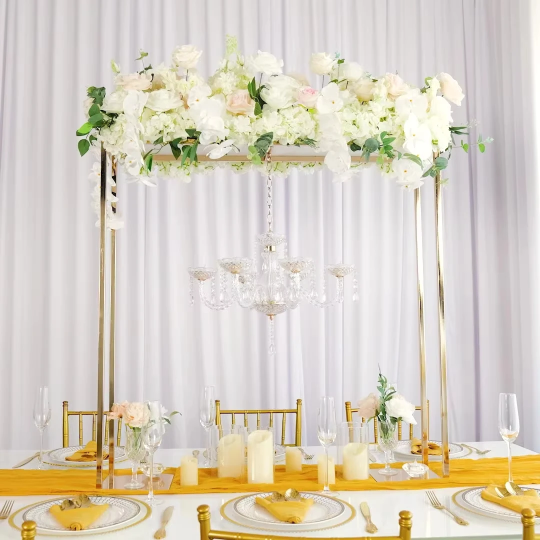 5 Stück Goldene Geometrische Blumenständer für Hochzeitstischdekorationen, Luxuriöse Geburtstagsparty-Deko, Eisenvase für Eventdekorationen – Detail 3