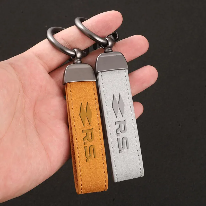 New Suede Keychain Sport Key Ring Custom Gift With Logo For Renault RS Clio Scenic Logan Megane Koleos Sandero Safrane Vel Satis