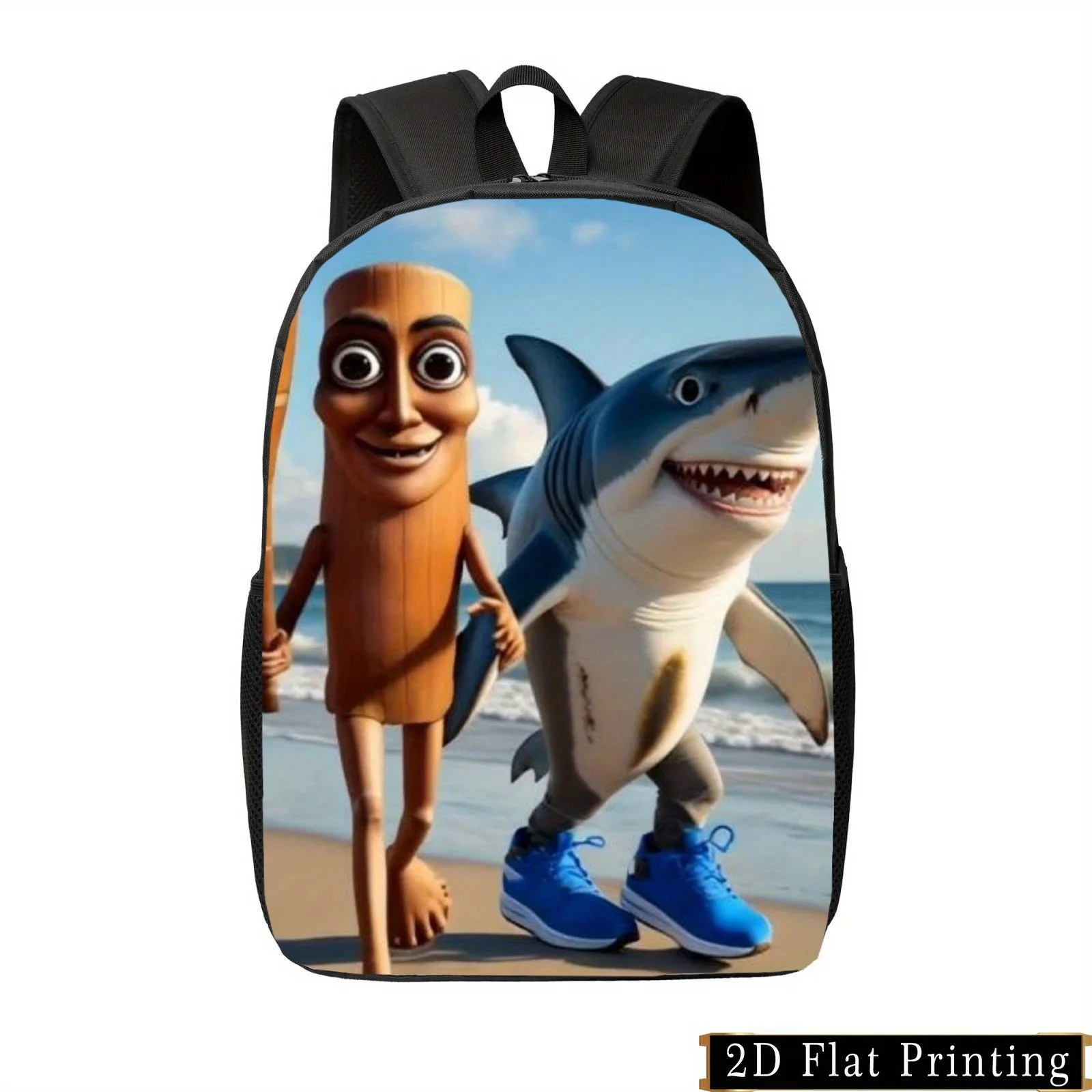 

Рюкзак с принтом Tung Tung Tung Sahur Shark Mouth — итальянский уличный стиль Brainrot, легкая прочная сумка для ноутбука для путешествий и пешего туризма