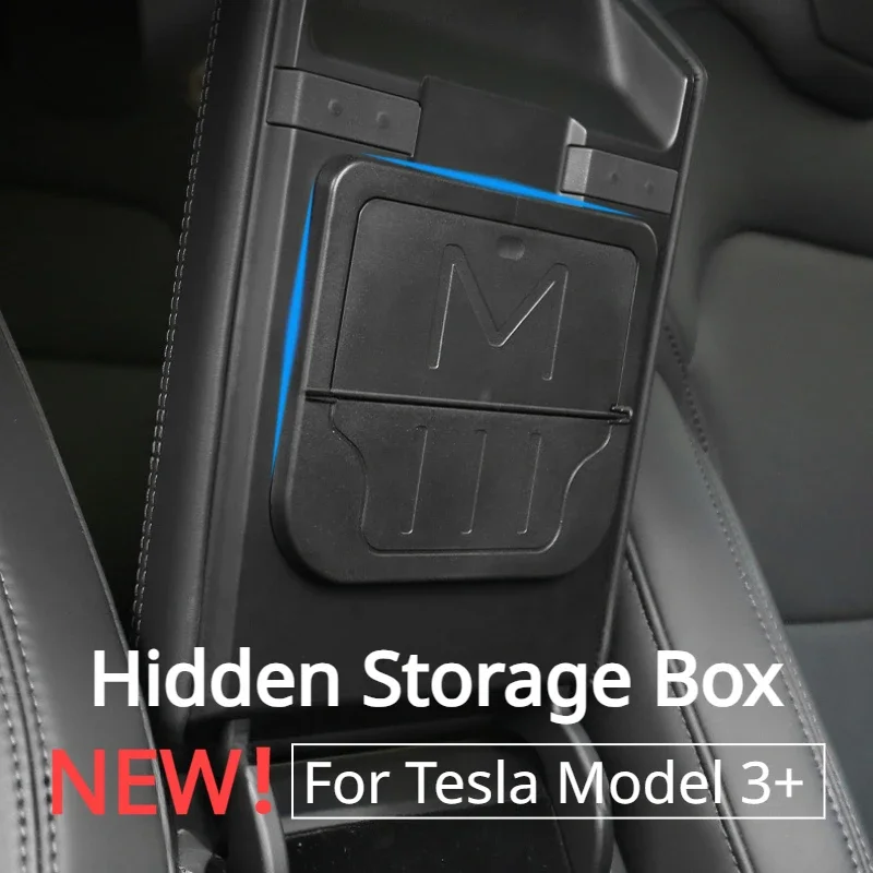 For Tesla Model 3 Highland 2024 Car Armrest Holder Box Center Console Organizer Armrest Hidden Storage Box Modeling Accessories