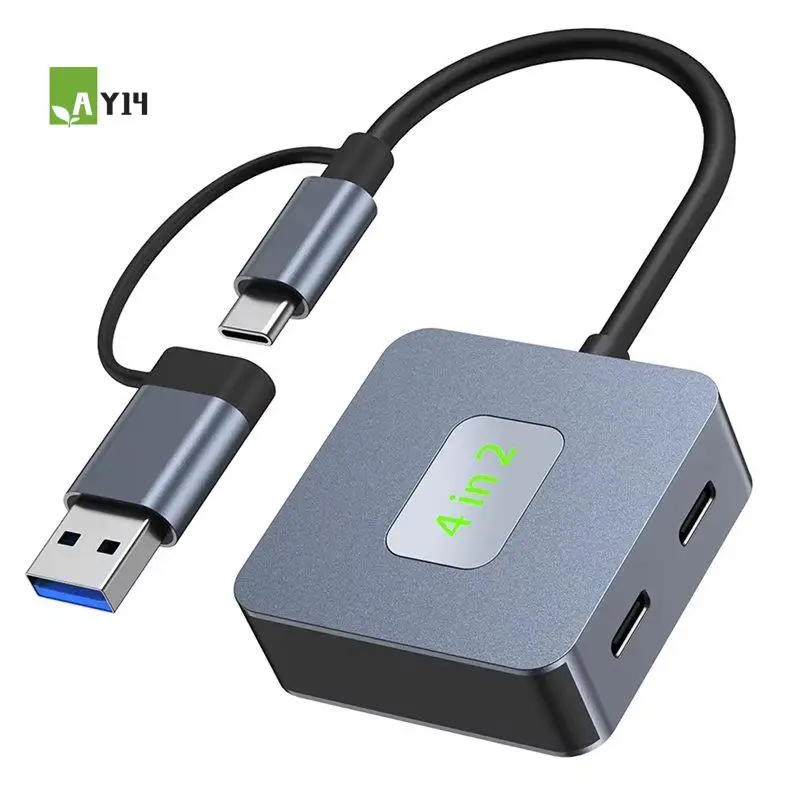 AY14 -USB 3.2 Hub USB C Hub USB-C/USB-A To 10Gbps USB 3.2 Mini 4 Port USB Hub 2Xusb3.2+2Xusb-C3.2 Docking Station USB Adapter