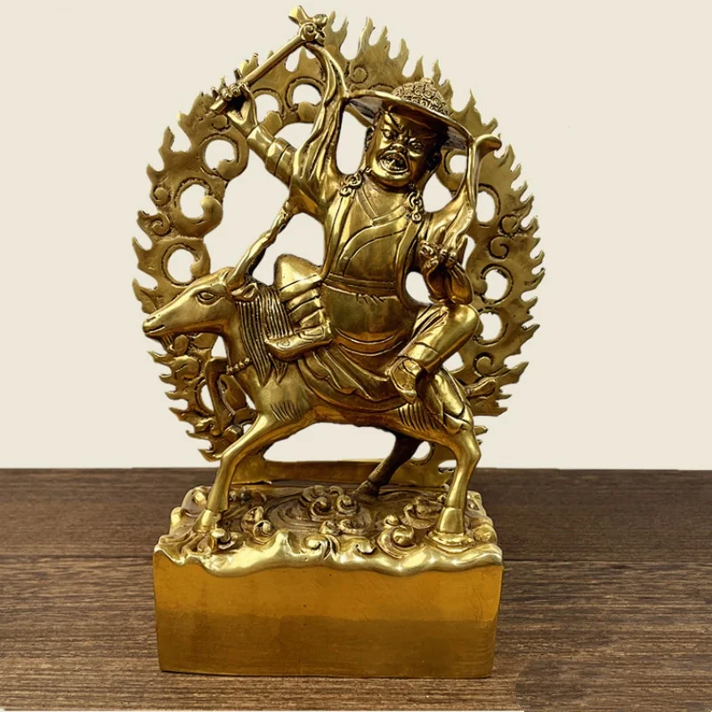 

Nepalese Tantric Bronze Riding Sheep Protector Tibetan Buddhist Statue Home Feng Shui Auspicious Decor exquisite handicraft